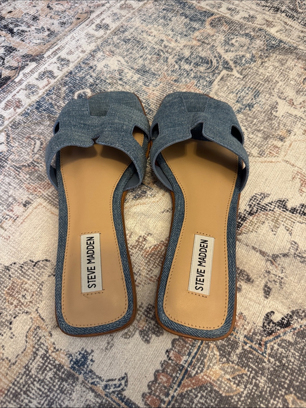 Women’s Steve Madden Hayden Sandals slides Denim 8 Brand New - Picture 3 of 5